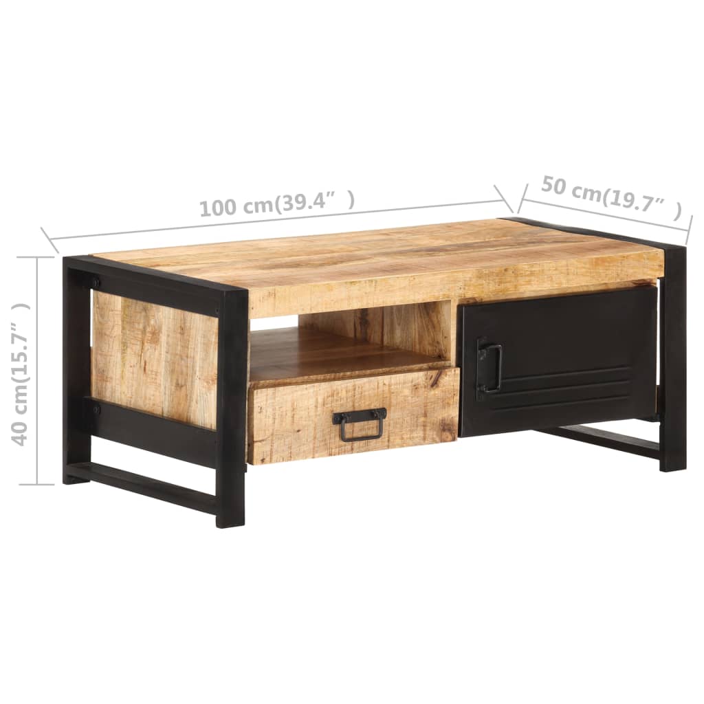 vidaXL Couchtisch 100x50x40 cm Raues Mangoholz