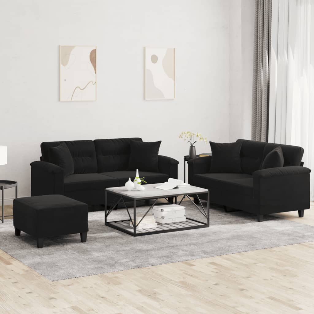 vidaXL 2-tlg. Sofagarnitur mit Kissen Taupe Mikrofasergewebe