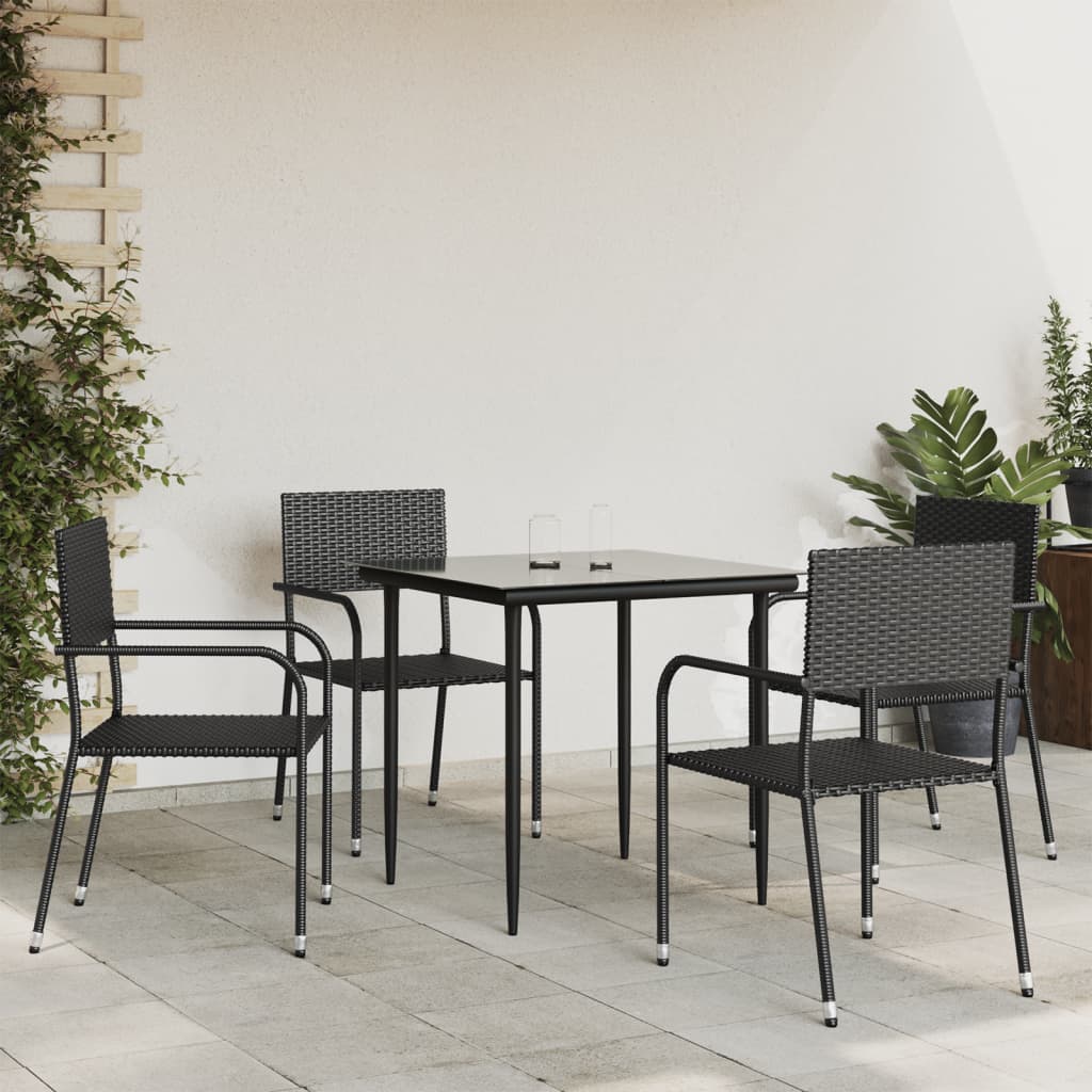 vidaXL 3-tlg. Garten-Essgruppe Schwarz Poly Rattan und Stahl