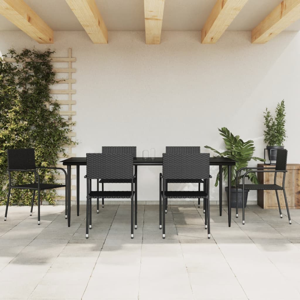 vidaXL 3-tlg. Garten-Essgruppe Schwarz Poly Rattan und Stahl