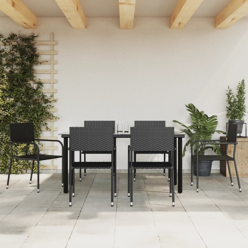 vidaXL 3-tlg. Garten-Essgruppe Schwarz Poly Rattan und Stahl