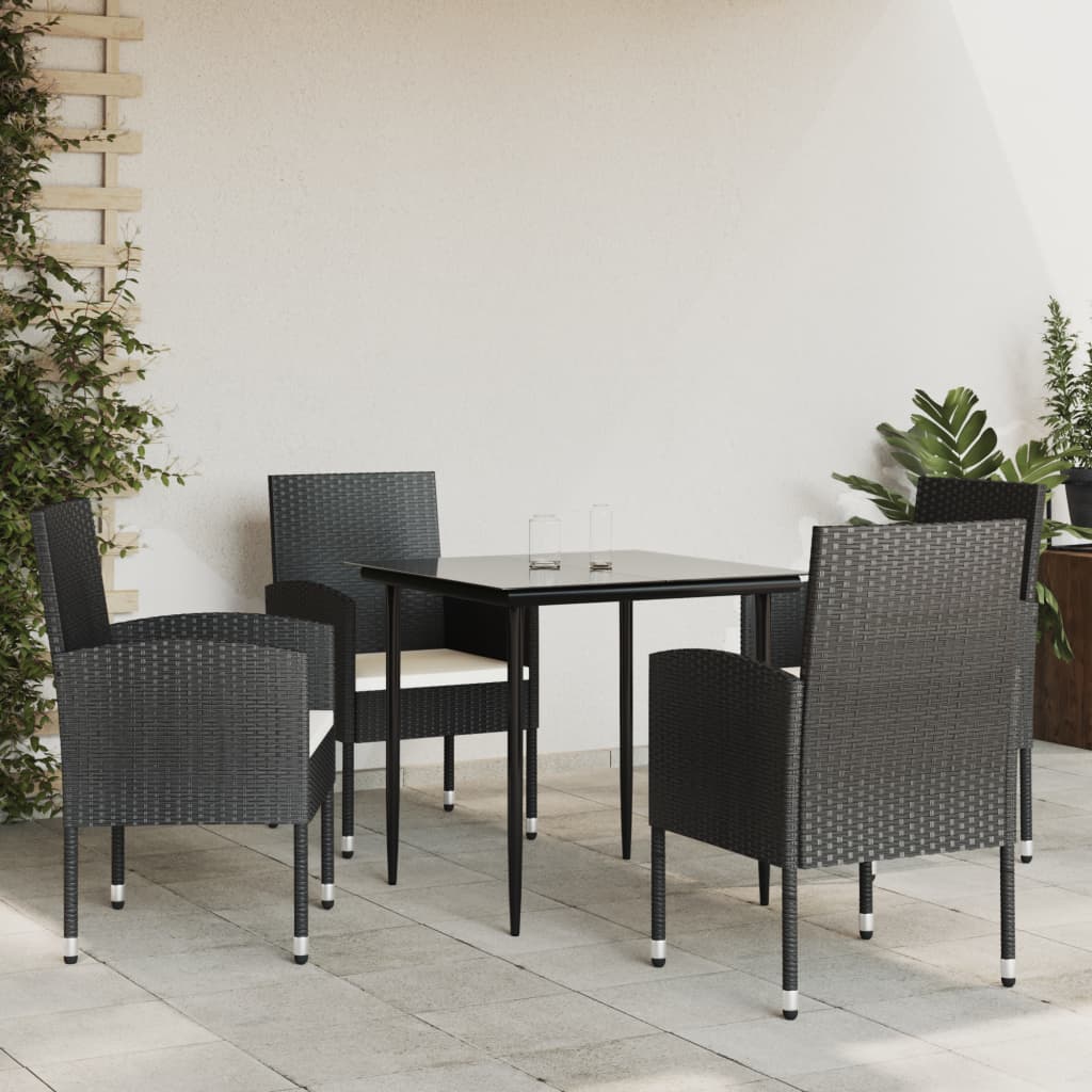 vidaXL 3-tlg. Garten-Essgruppe Schwarz Poly Rattan und Stahl
