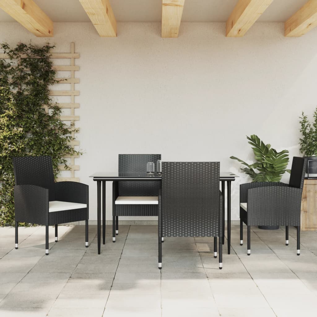 vidaXL 3-tlg. Garten-Essgruppe Schwarz Poly Rattan und Stahl