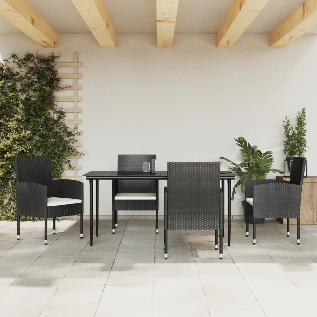 vidaXL 3-tlg. Garten-Essgruppe Schwarz Poly Rattan und Stahl