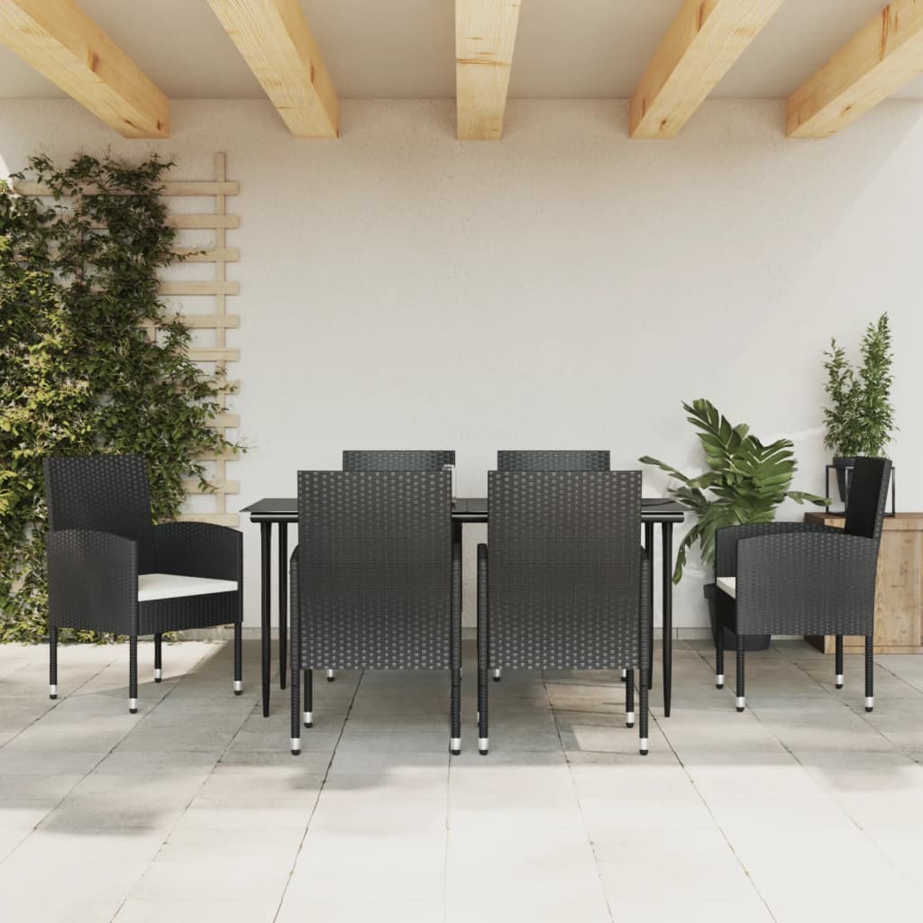 vidaXL 3-tlg. Garten-Essgruppe Schwarz Poly Rattan und Stahl