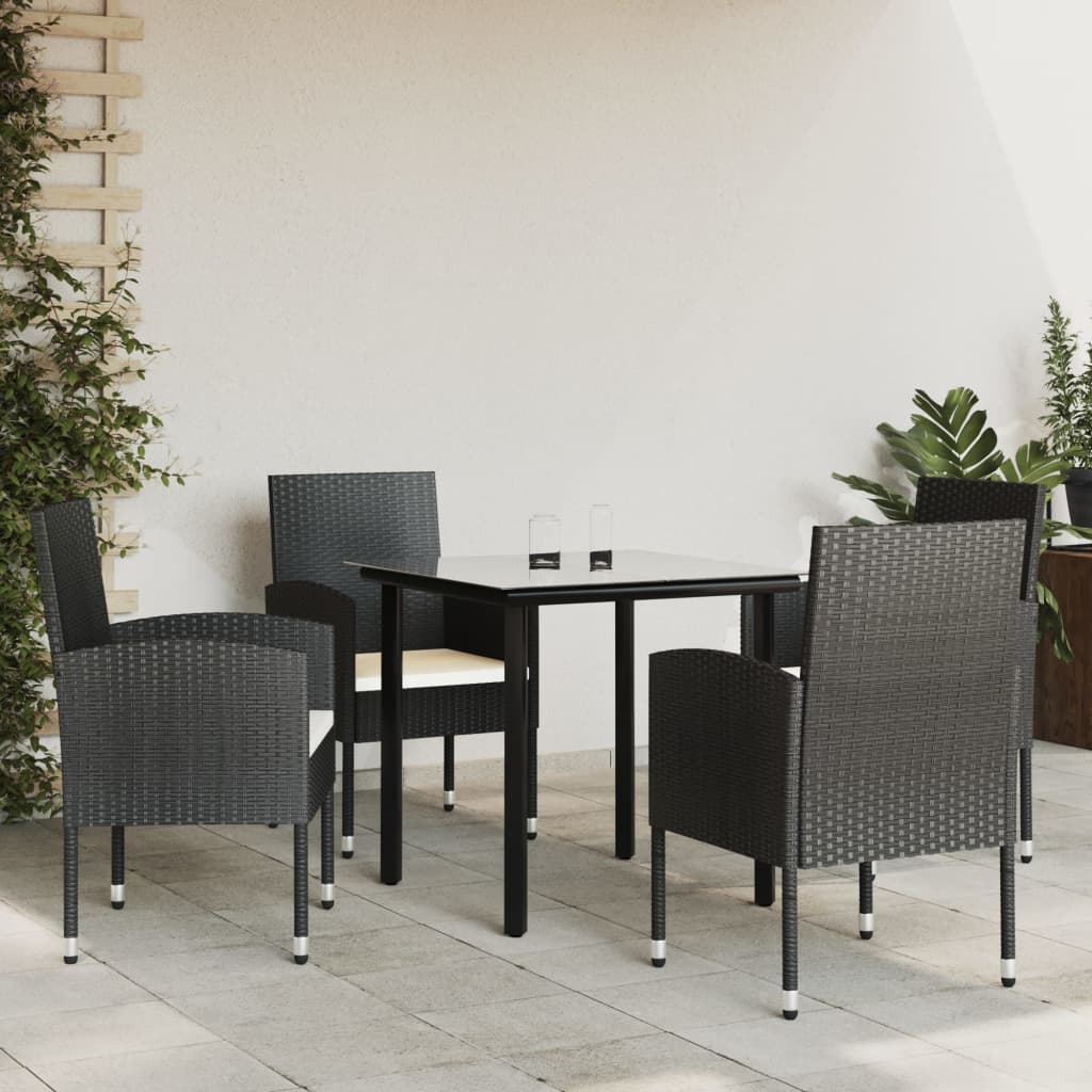 vidaXL 3-tlg. Garten-Essgruppe Schwarz Poly Rattan und Stahl