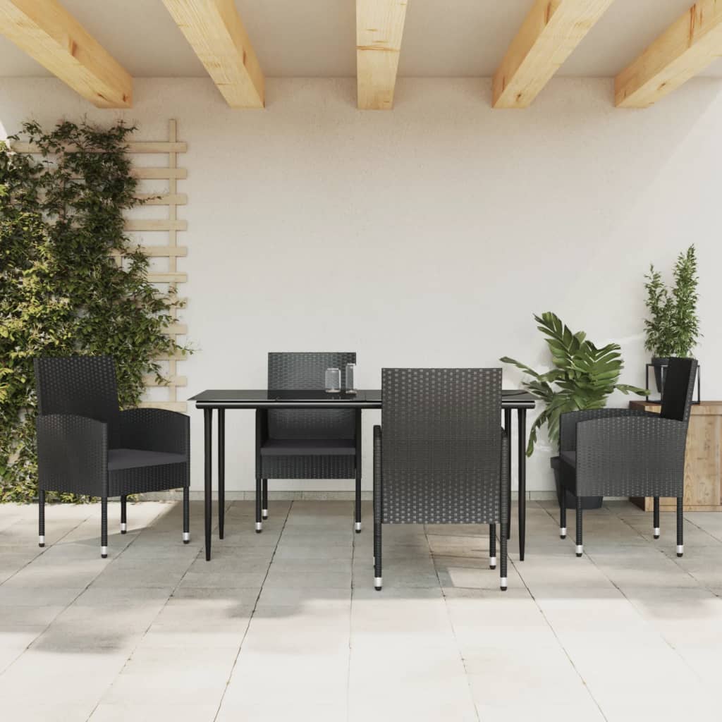 vidaXL 3-tlg. Garten-Essgruppe Schwarz Poly Rattan und Stahl