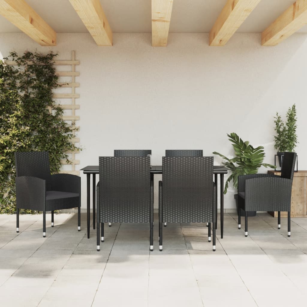 vidaXL 3-tlg. Garten-Essgruppe Schwarz Poly Rattan und Stahl