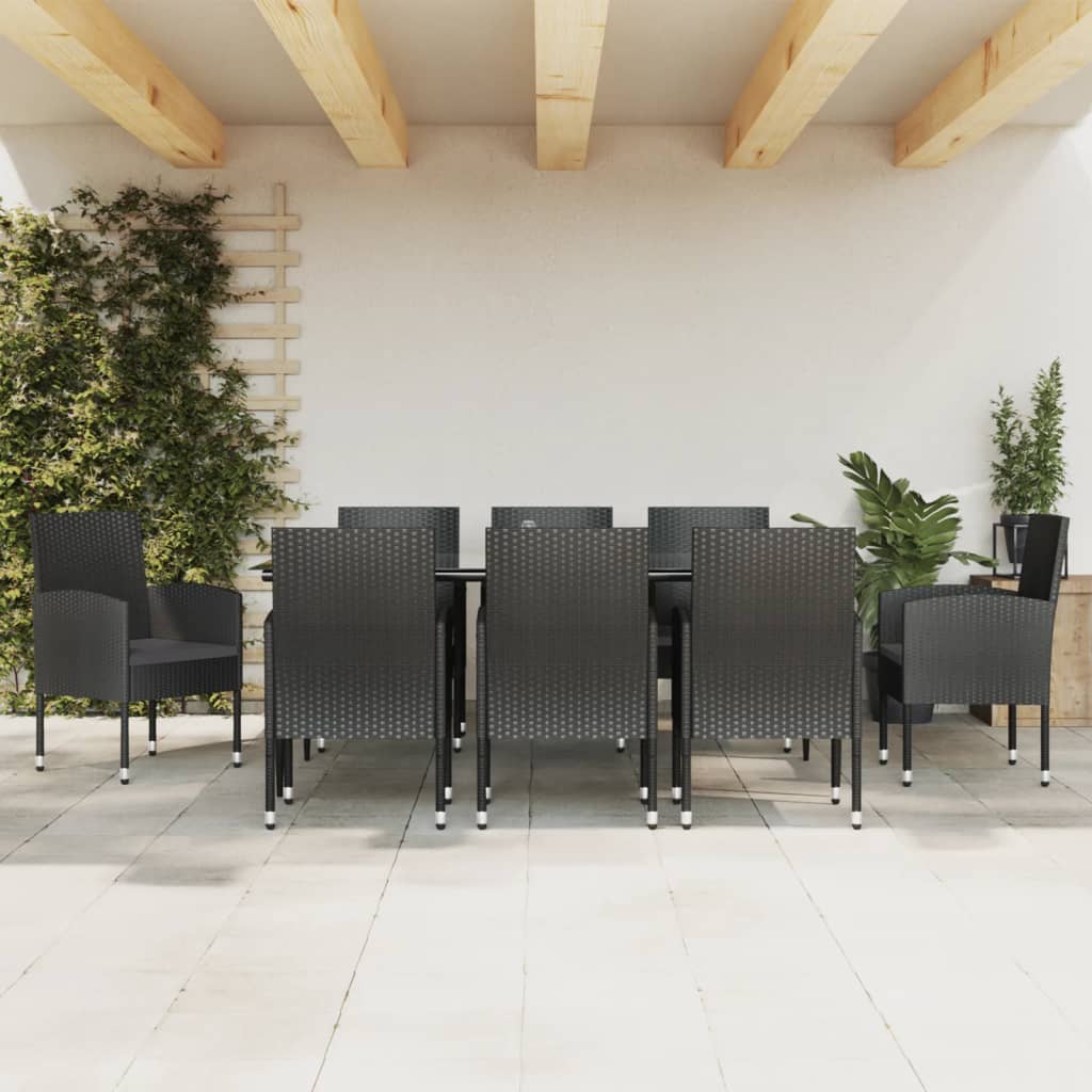 vidaXL 3-tlg. Garten-Essgruppe Schwarz Poly Rattan und Stahl