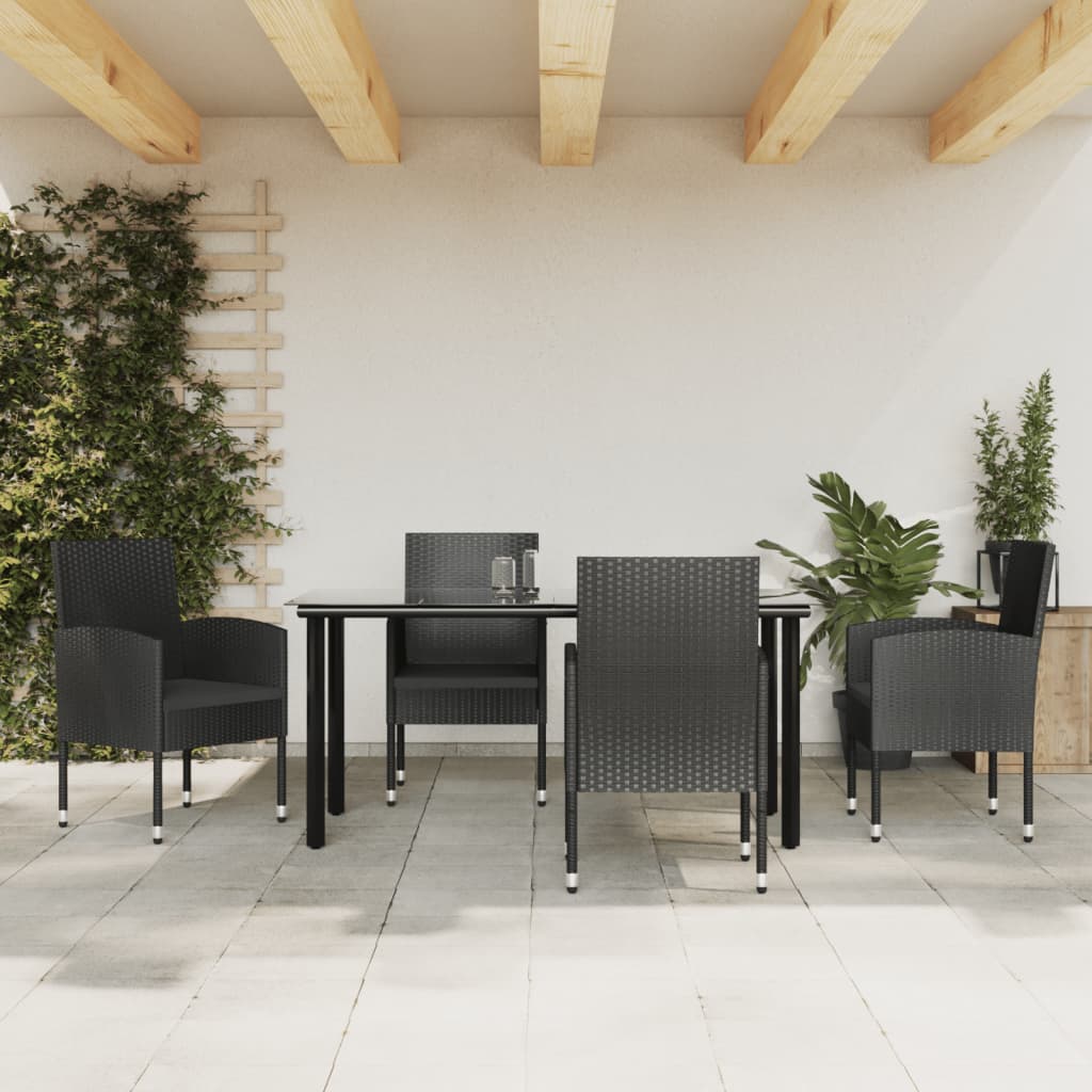 vidaXL 3-tlg. Garten-Essgruppe Schwarz Poly Rattan und Stahl