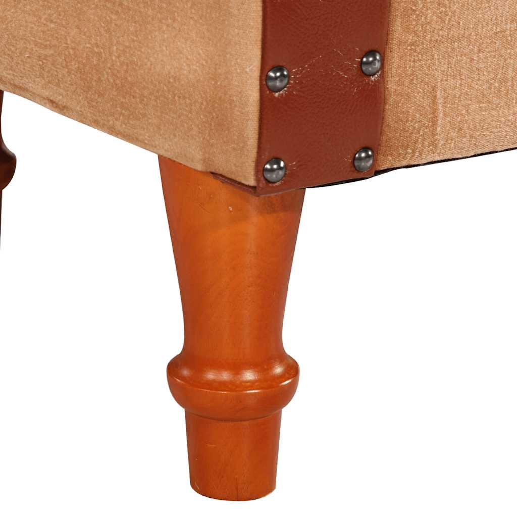 vidaXL Sessel Braun Echtleder und Massivholz Mango