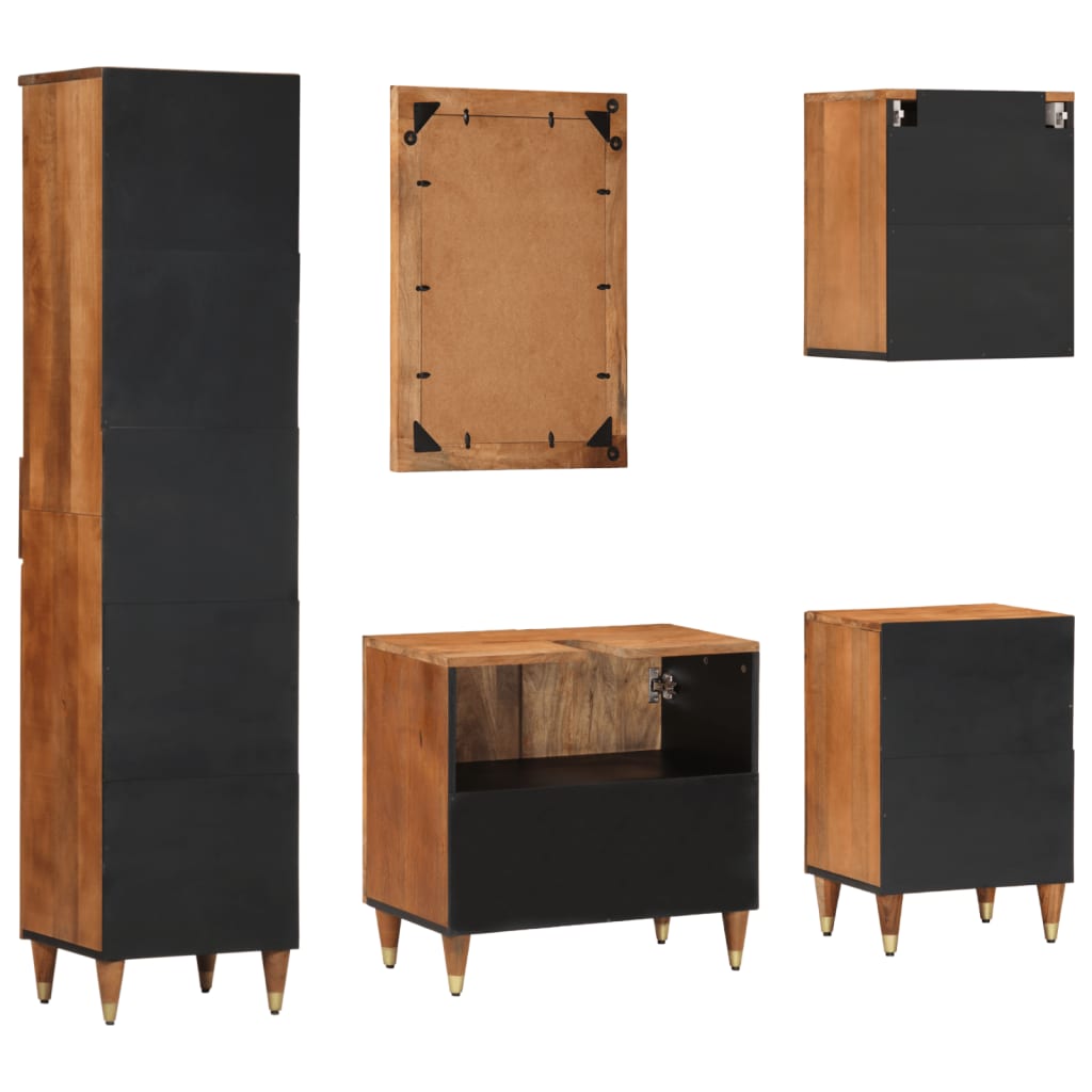 vidaXL 5-tlg. Badmöbel-Set Massivholz Mango