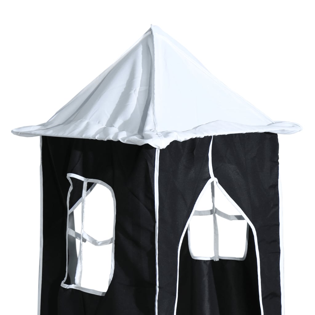 vidaXL Kinderhochbett mit Turm Weiß & Schwarz 80x200 cm Kiefernholz
