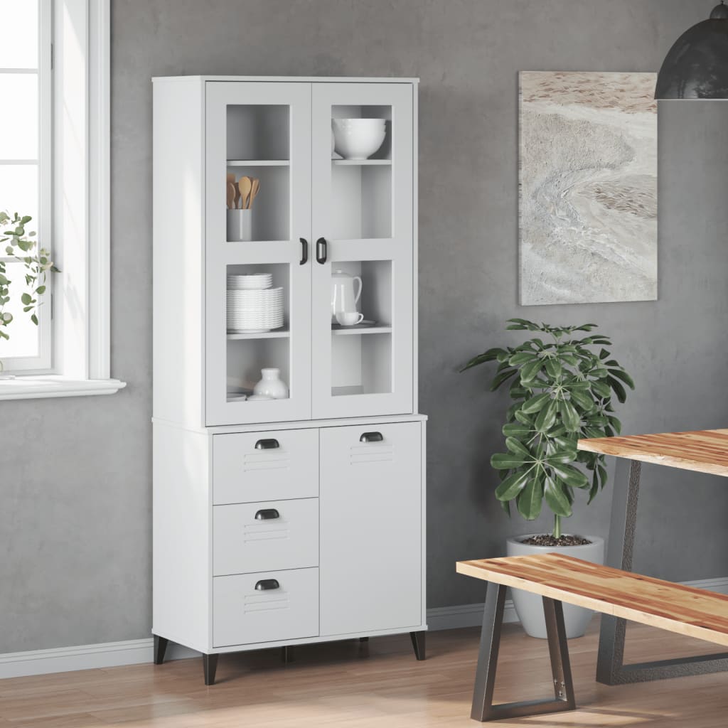 vidaXL Highboard VIKEN Weiß 80x40x190 cm Massivholz Kiefer