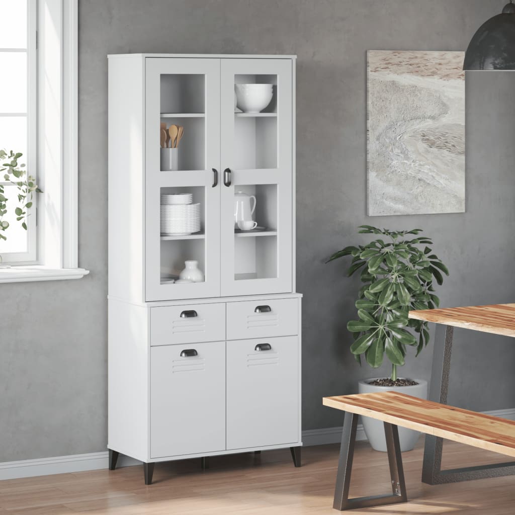 vidaXL Highboard VIKEN Weiß 80x40x190 cm Massivholz Kiefer
