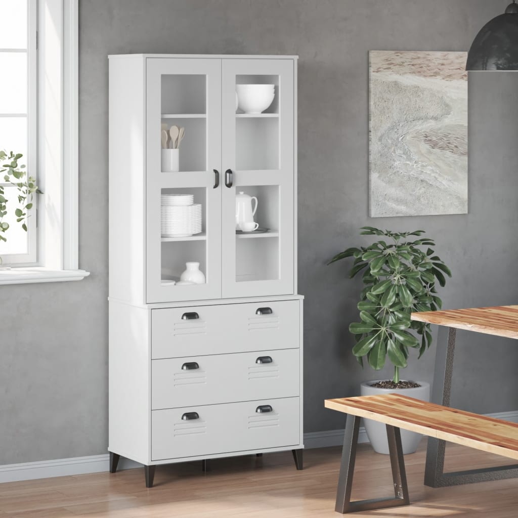 vidaXL Highboard VIKEN Weiß 80x40x190 cm Massivholz Kiefer