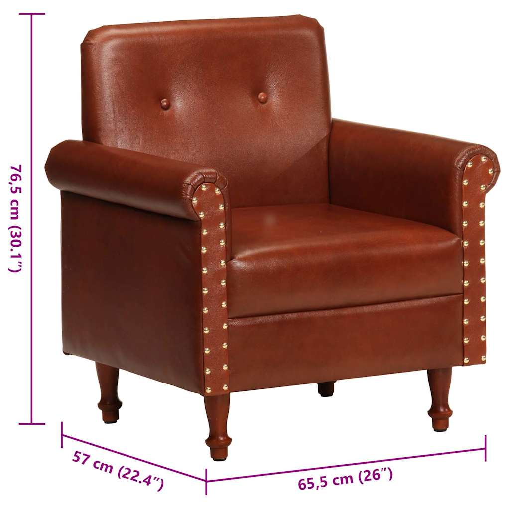 vidaXL Sessel Braun Echtleder