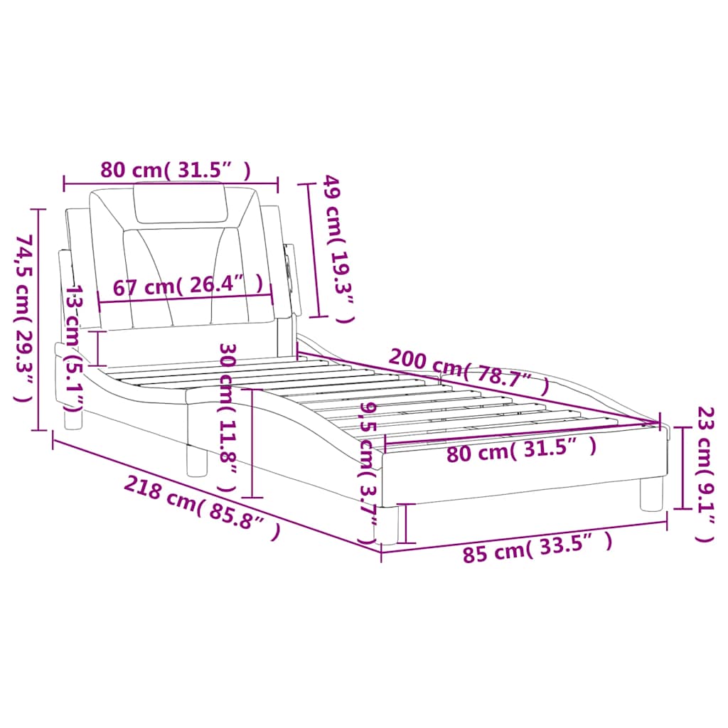 vidaXL Bettgestell "Viana" ohne Matratze Schwarz 80x200 cm Kunstleder