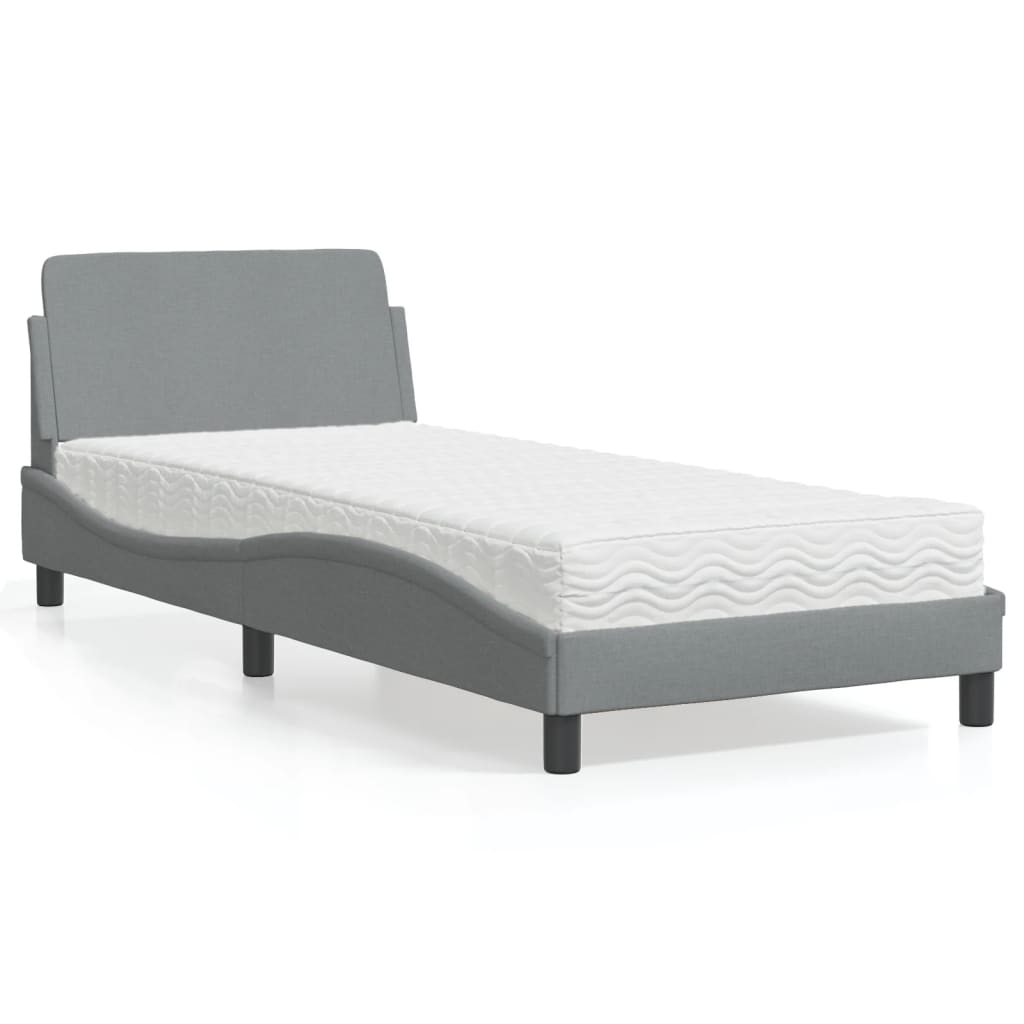 vidaXL Bett mit Matratze "Dover" Hellgrau 80x200 cm Stoff