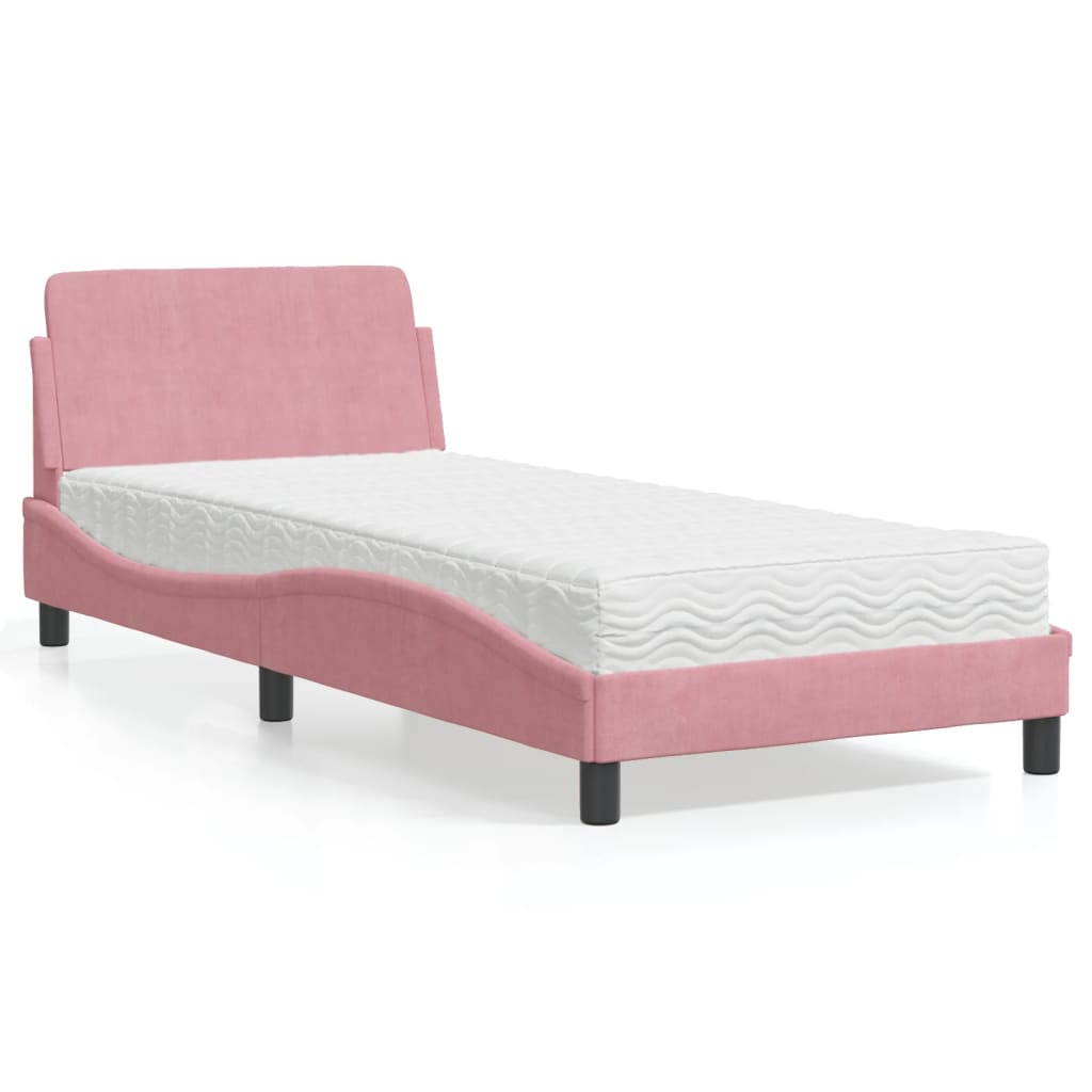 vidaXL Bett mit Matratze "Dover" Hellgrau 80x200 cm Samt