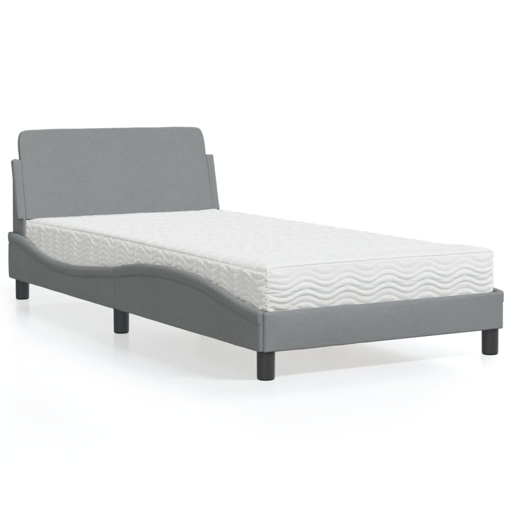 vidaXL Bett mit Matratze "Dover" Hellgrau 80x200 cm Stoff