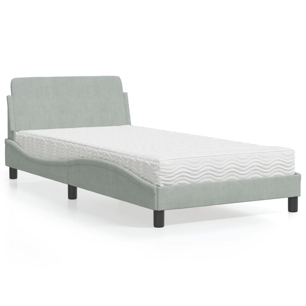 vidaXL Bett mit Matratze "Dover" Hellgrau 80x200 cm Samt