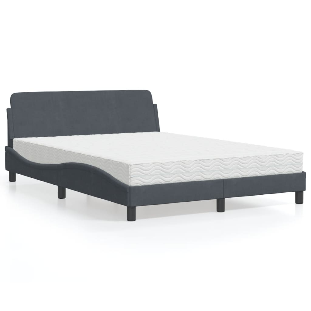 vidaXL Bett mit Matratze "Dover" Hellgrau 80x200 cm Samt