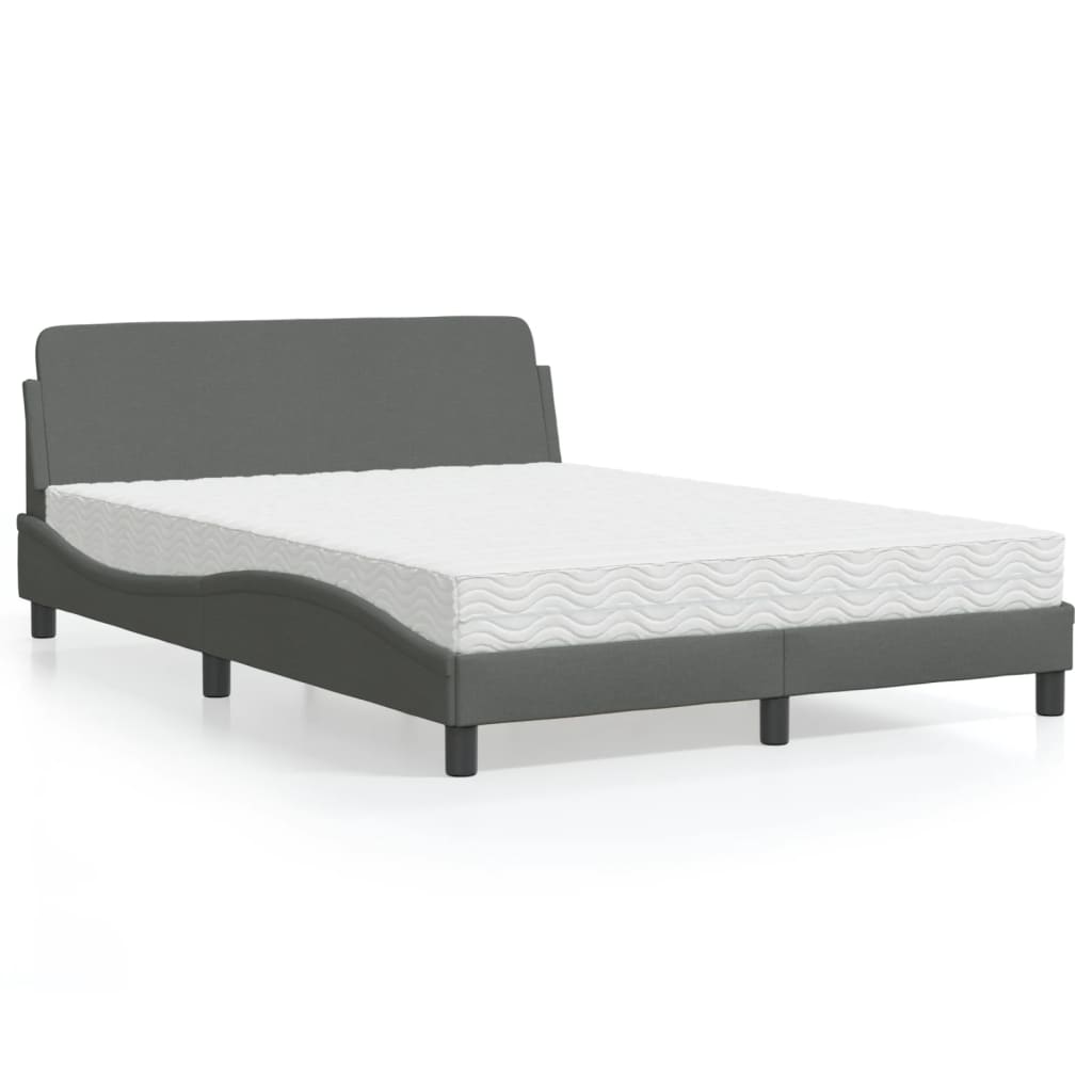 vidaXL Bett mit Matratze "Dover" Hellgrau 80x200 cm Stoff