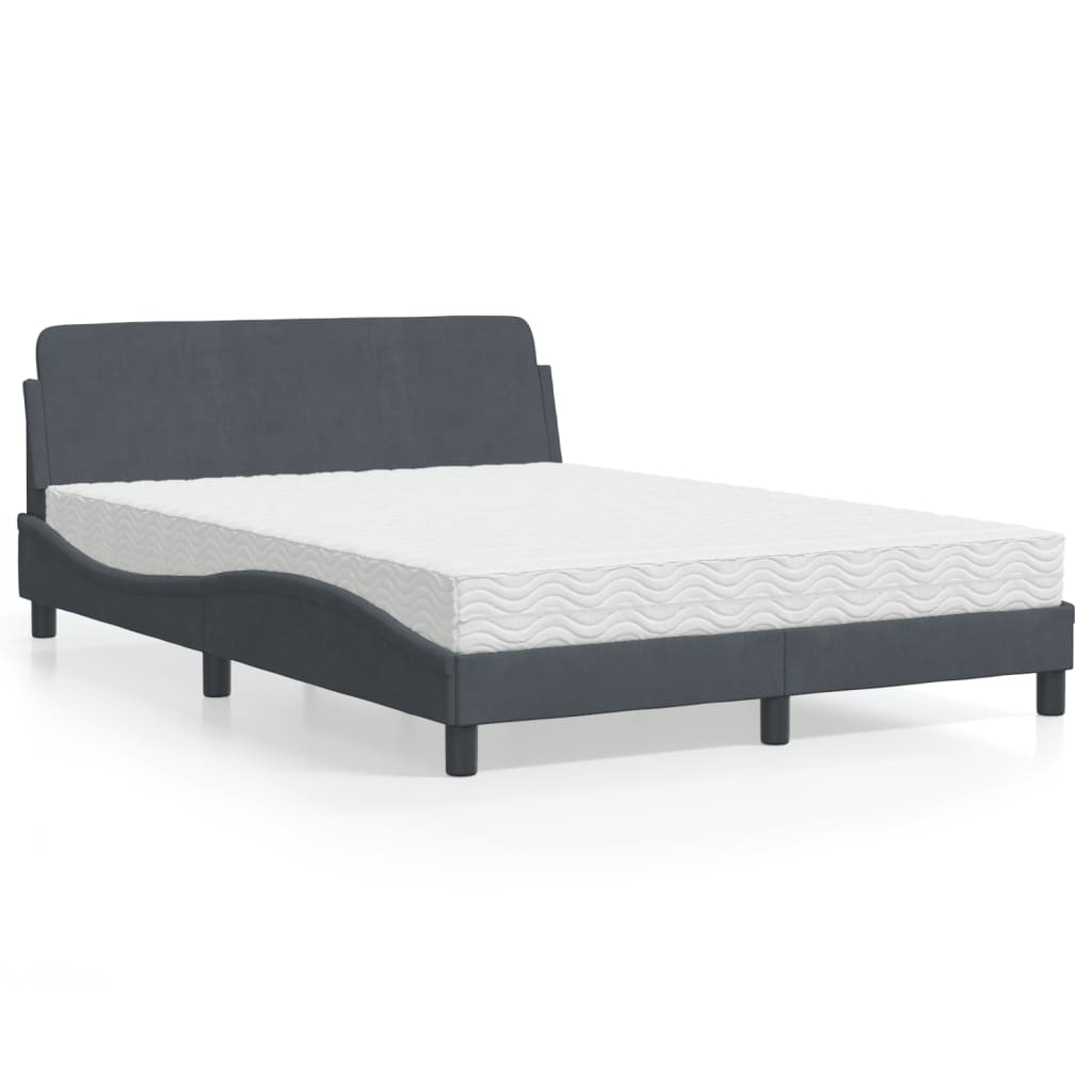 vidaXL Bett mit Matratze "Dover" Hellgrau 80x200 cm Samt