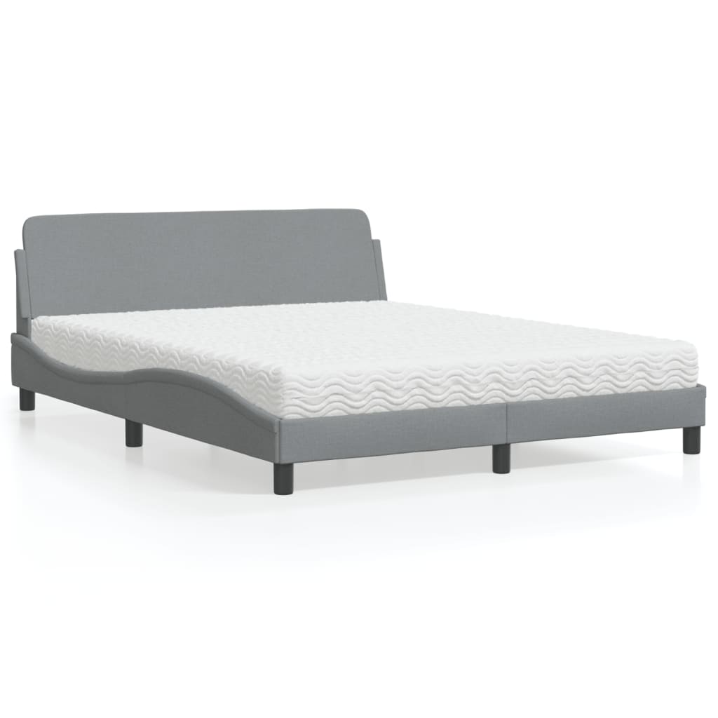 vidaXL Bett mit Matratze "Dover" Hellgrau 80x200 cm Stoff