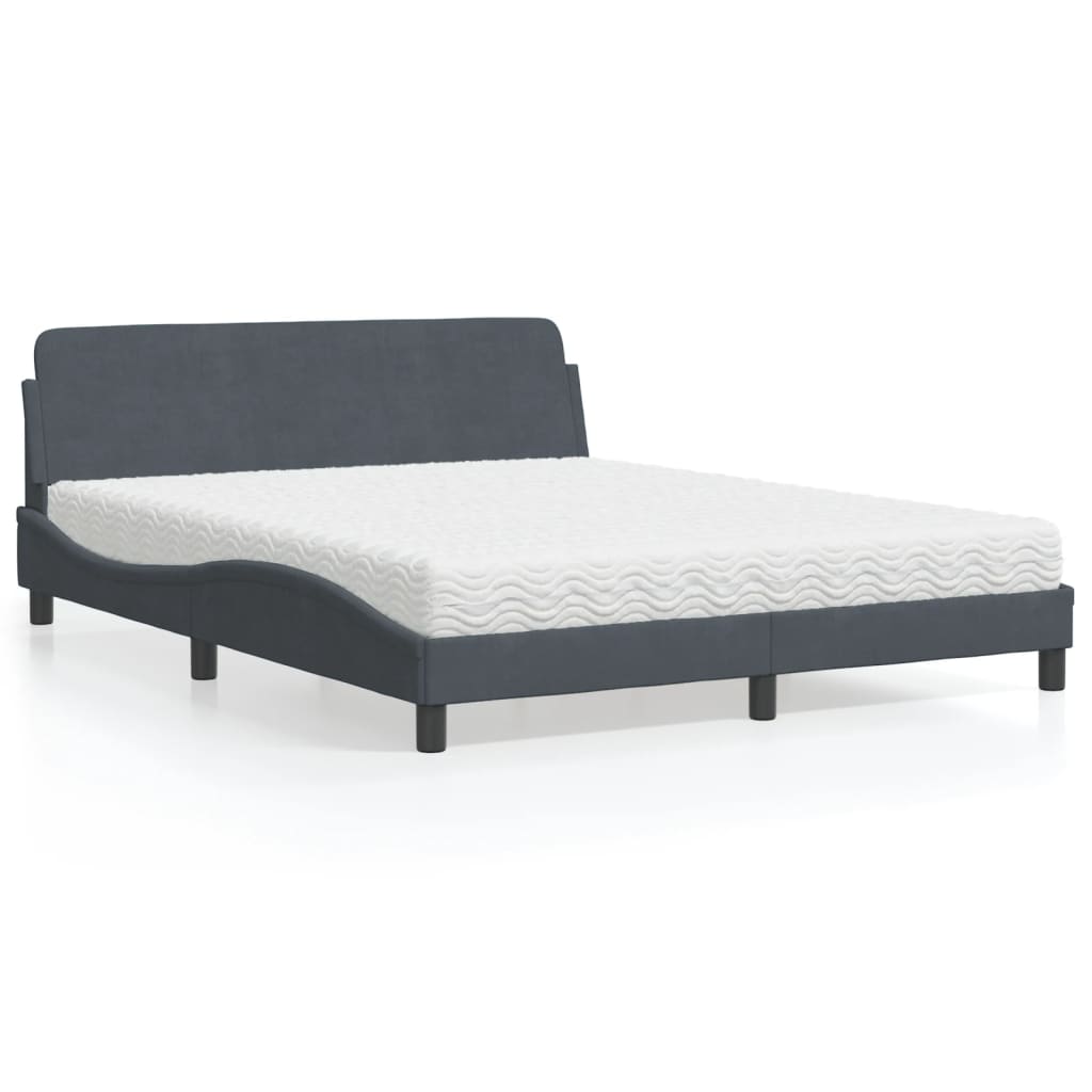 vidaXL Bett mit Matratze "Dover" Hellgrau 80x200 cm Samt