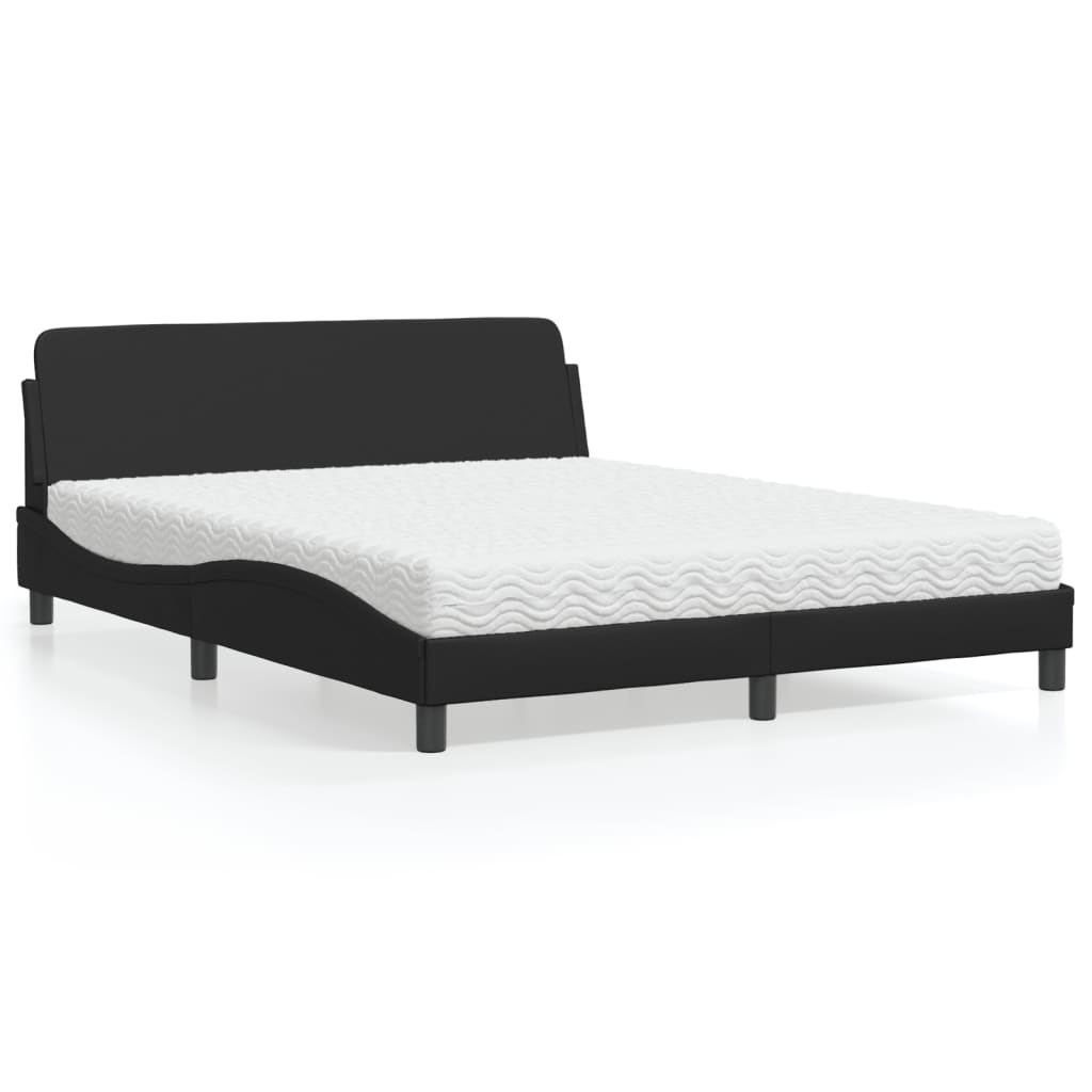 vidaXL Bett mit Matratze "Dover" Schwarz 80x200 cm Kunstleder
