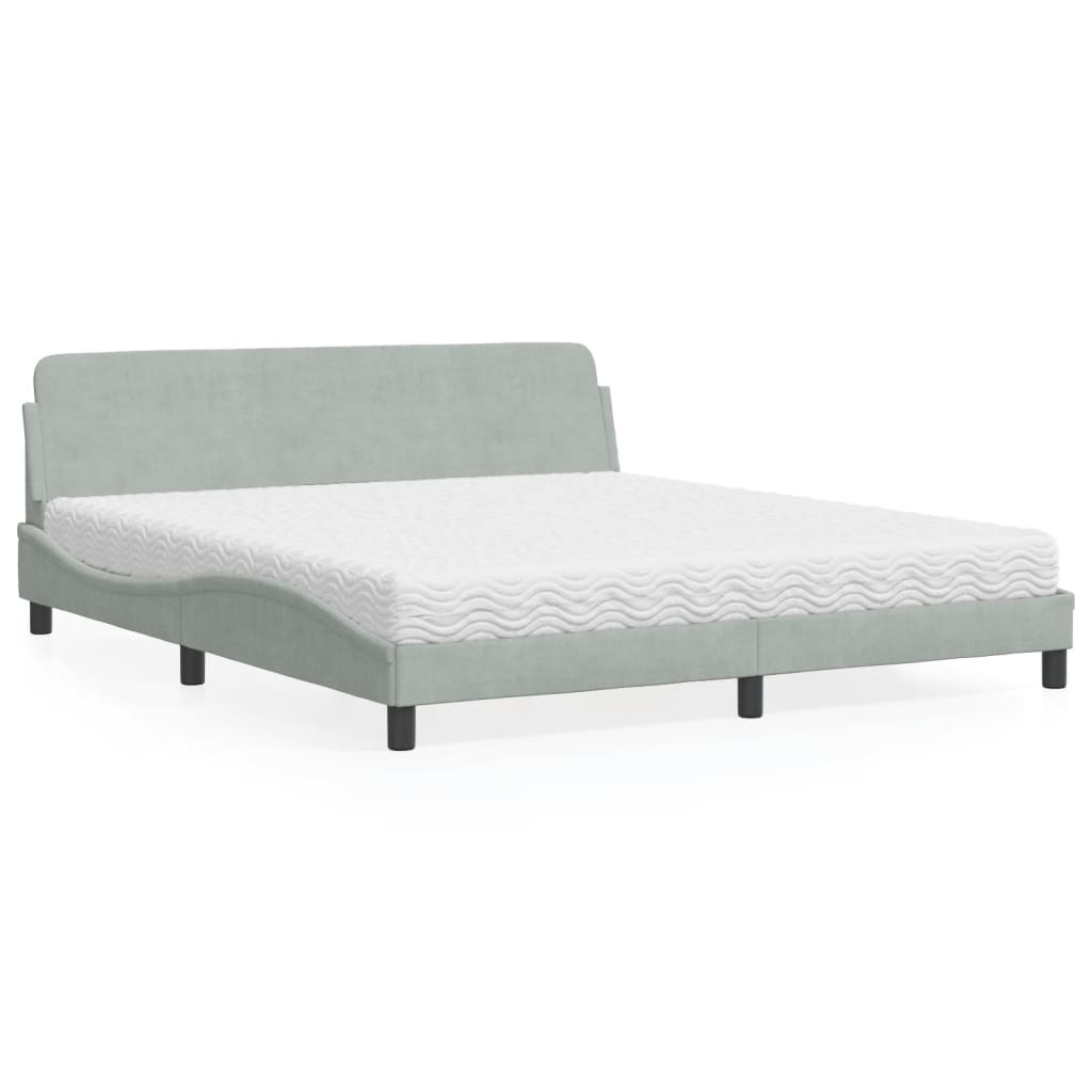 vidaXL Bett mit Matratze "Dover" Hellgrau 80x200 cm Samt