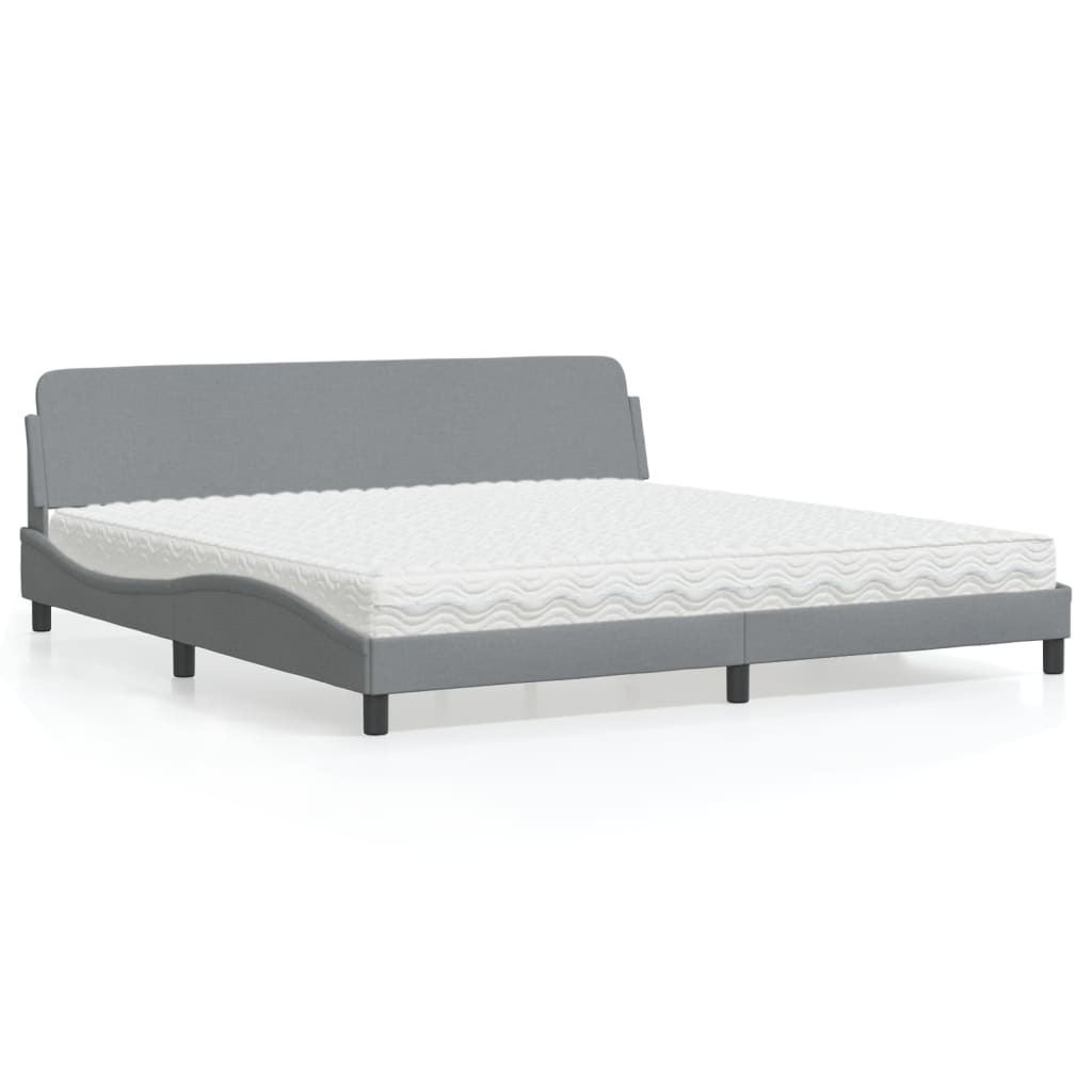 vidaXL Bett mit Matratze "Dover" Hellgrau 80x200 cm Stoff
