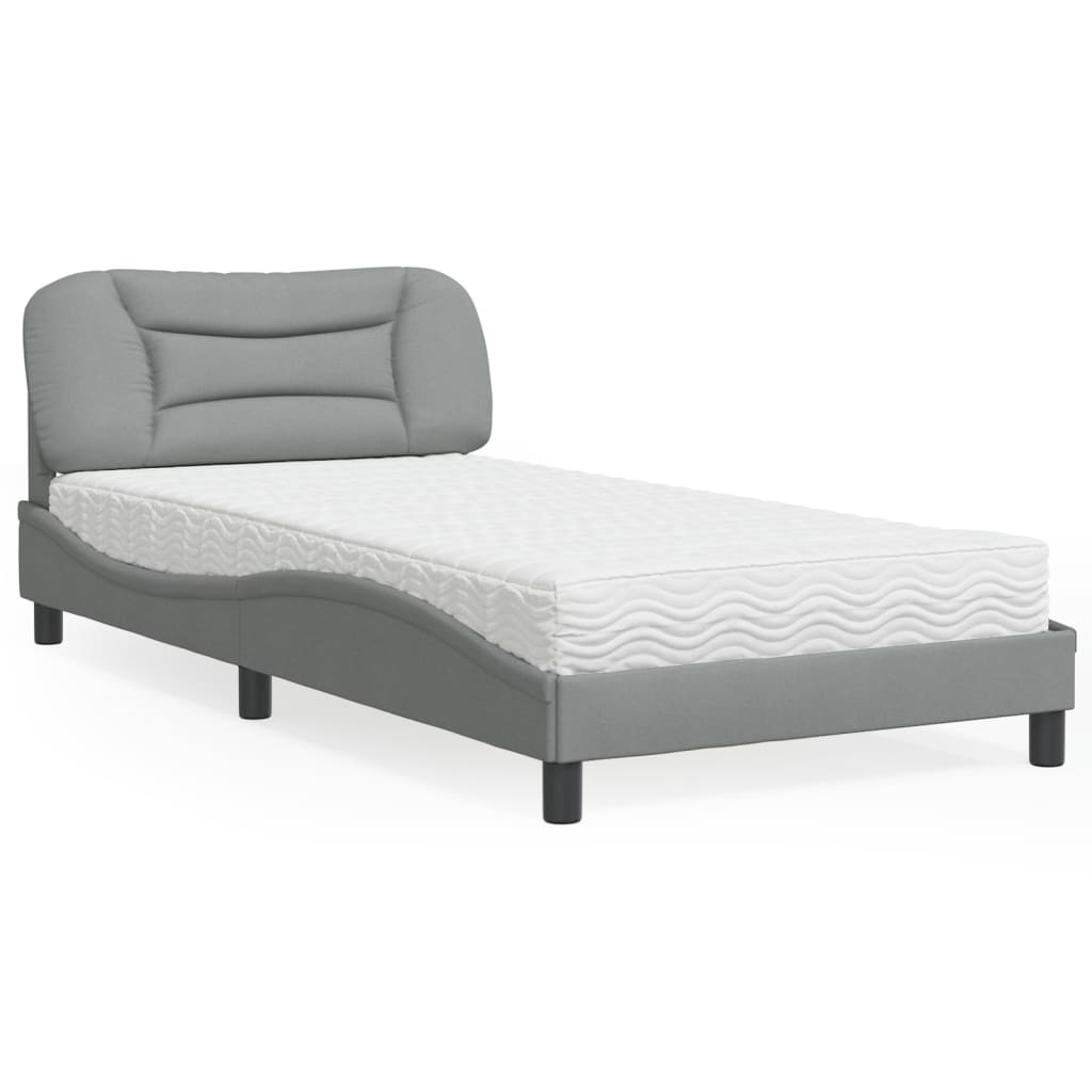 vidaXL Bett mit Matratze "Hvar" Hellgrau 80x200 cm Stoff