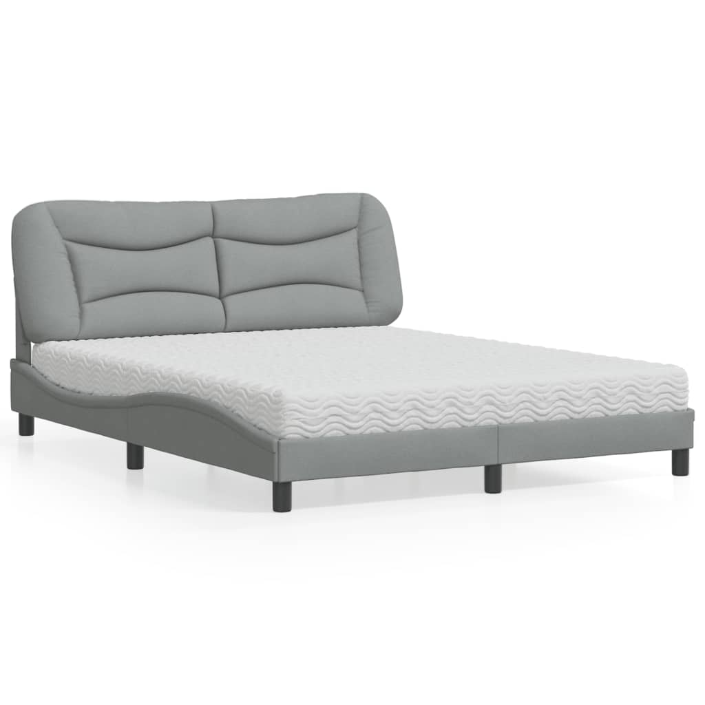vidaXL Bett mit Matratze "Hvar" Hellgrau 80x200 cm Stoff