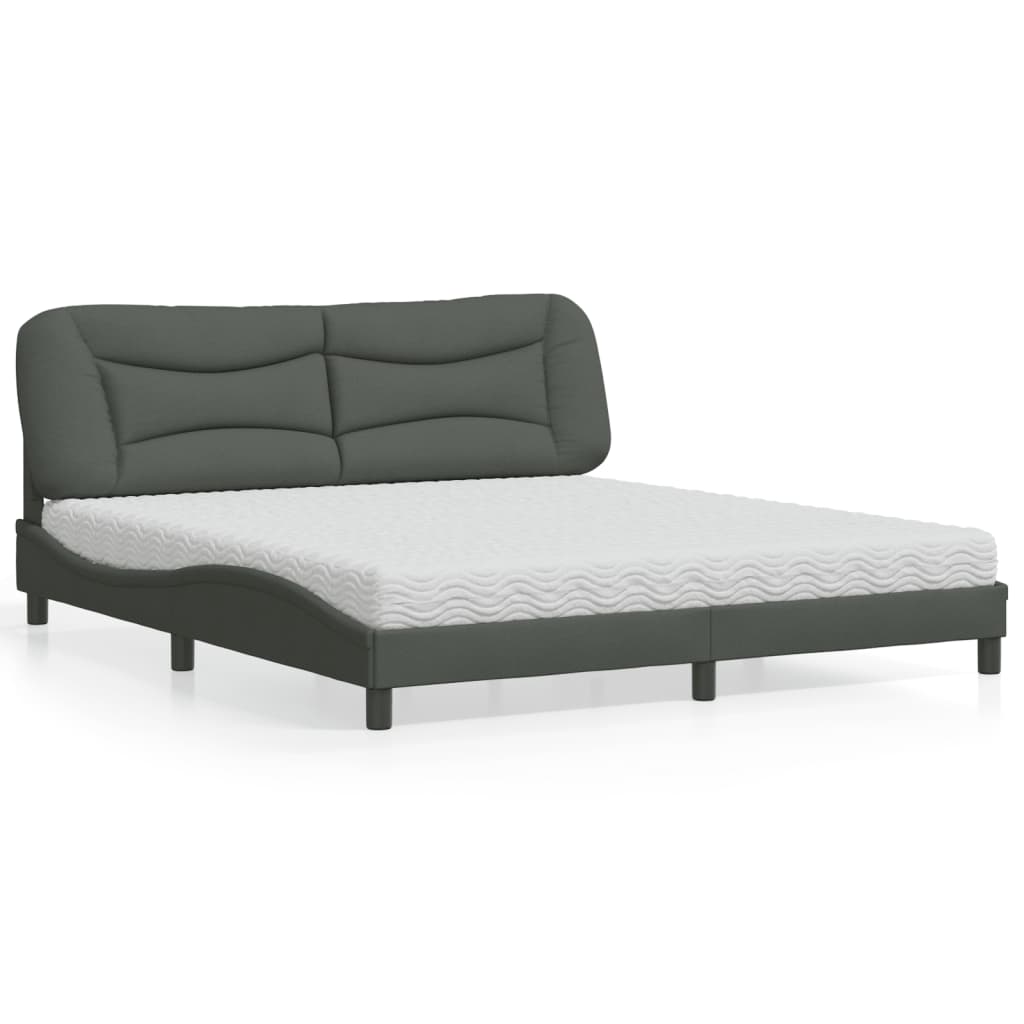 vidaXL Bett mit Matratze "Hvar" Hellgrau 80x200 cm Stoff