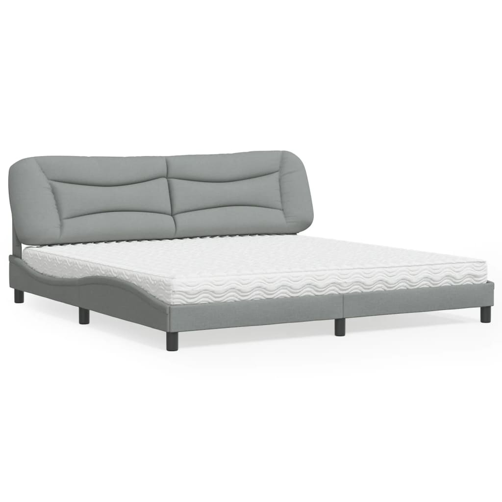 vidaXL Bett mit Matratze "Hvar" Hellgrau 80x200 cm Stoff