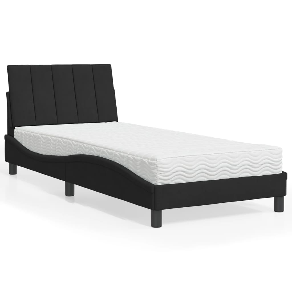 vidaXL Bett mit Matratze "Hanko" Hellgrau 80x200 cm Samt