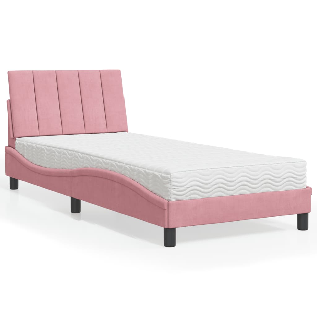 vidaXL Bett mit Matratze "Hanko" Hellgrau 80x200 cm Samt