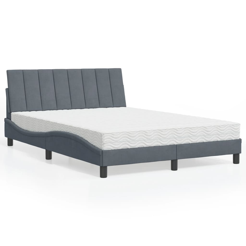 vidaXL Bett mit Matratze "Hanko" Hellgrau 80x200 cm Samt