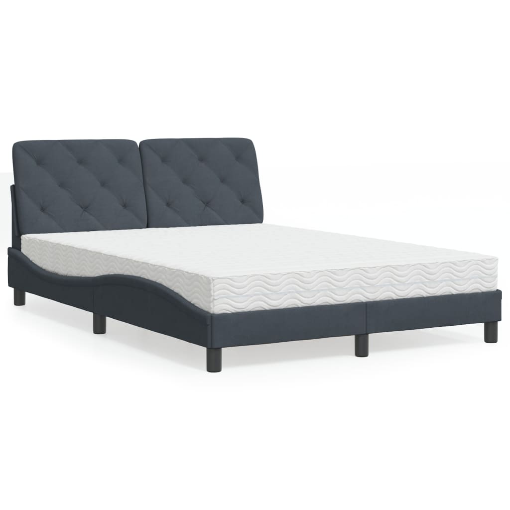 vidaXL Bett mit Matratze Hellgrau 80x200 cm Samt