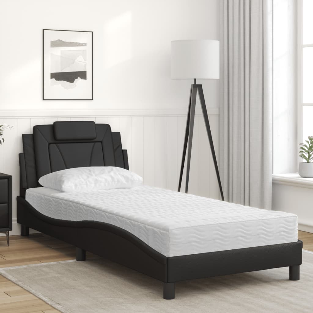 vidaXL Bett "Viana" mit Matratze Schwarz 80x200 cm Kunstleder