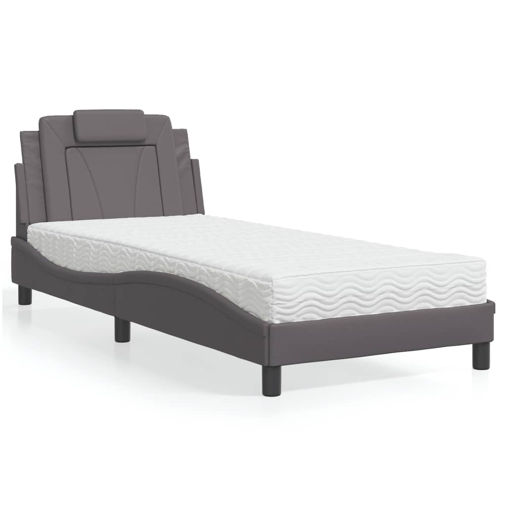 vidaXL Bett "Viana" mit Matratze Schwarz 80x200 cm Kunstleder