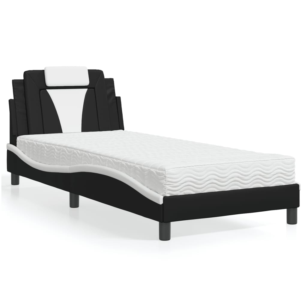 vidaXL Bett "Viana" mit Matratze Schwarz 80x200 cm Kunstleder