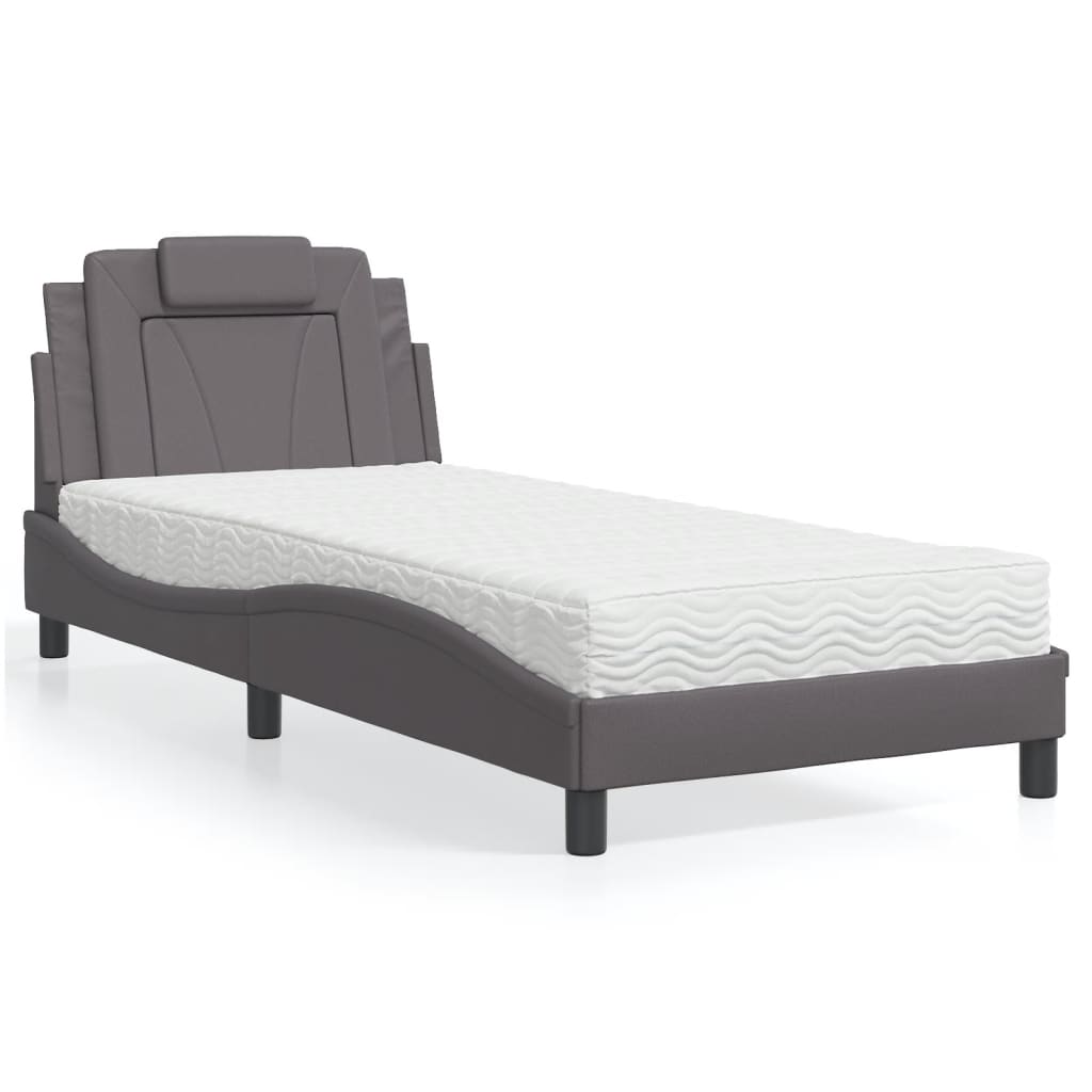 vidaXL Bett "Viana" mit Matratze Schwarz 80x200 cm Kunstleder