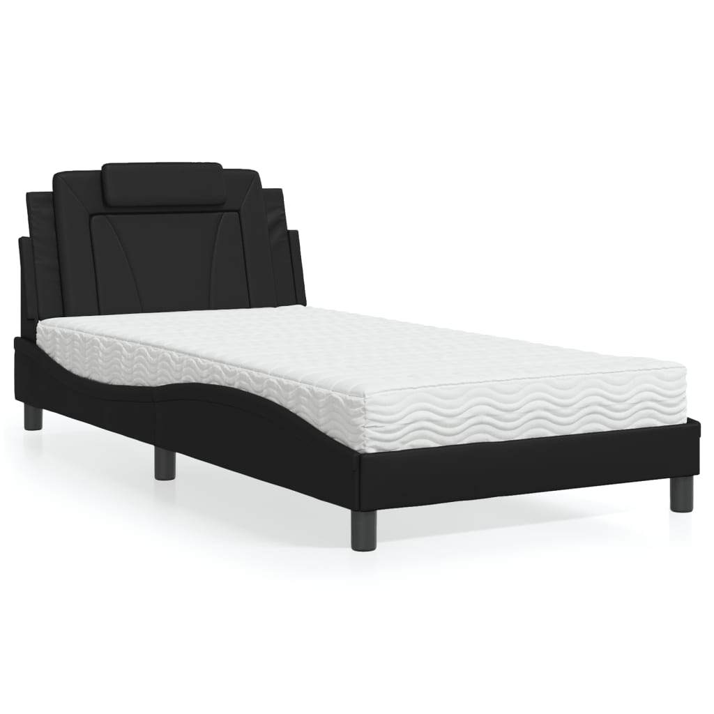 vidaXL Bett "Viana" mit Matratze Schwarz 80x200 cm Kunstleder