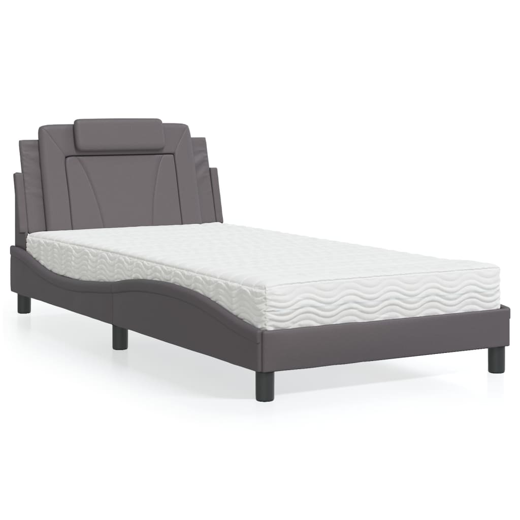 vidaXL Bett "Viana" mit Matratze Schwarz 80x200 cm Kunstleder