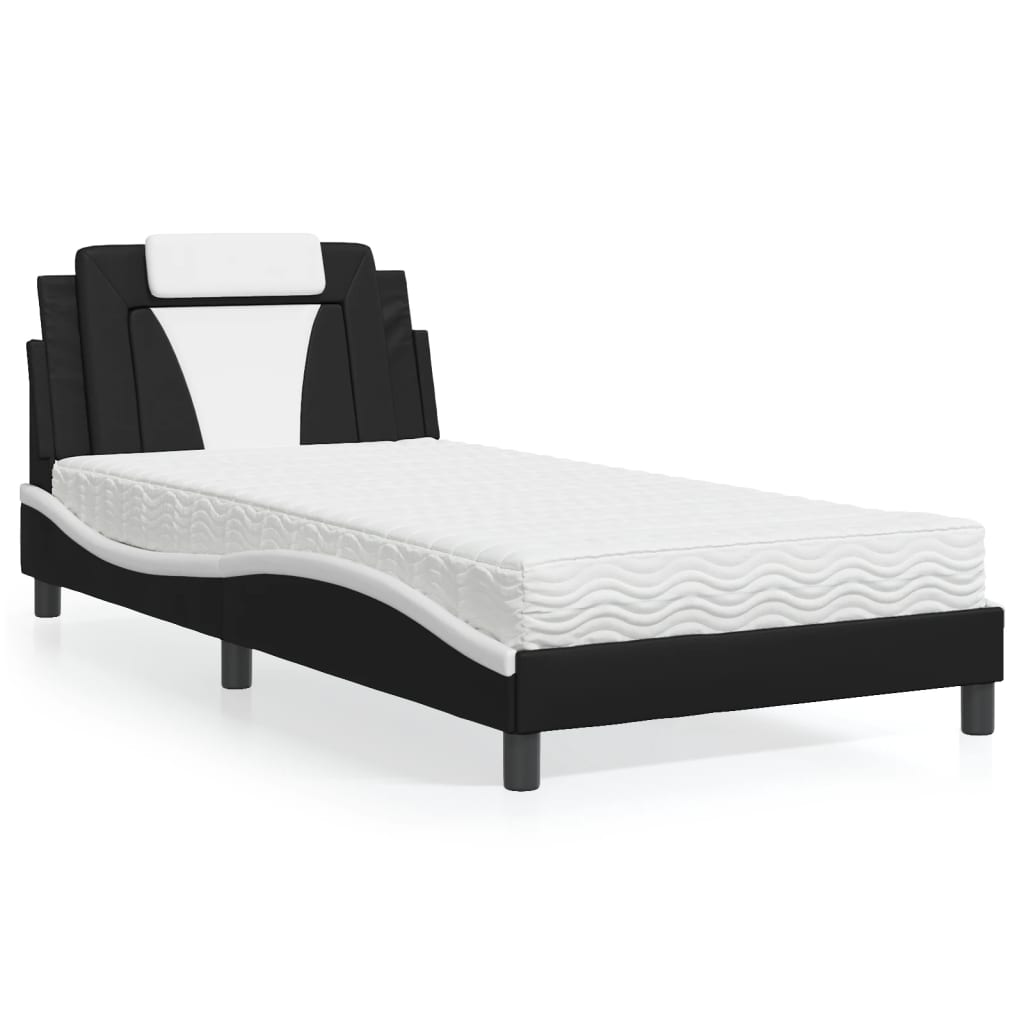 vidaXL Bett "Viana" mit Matratze Schwarz 80x200 cm Kunstleder
