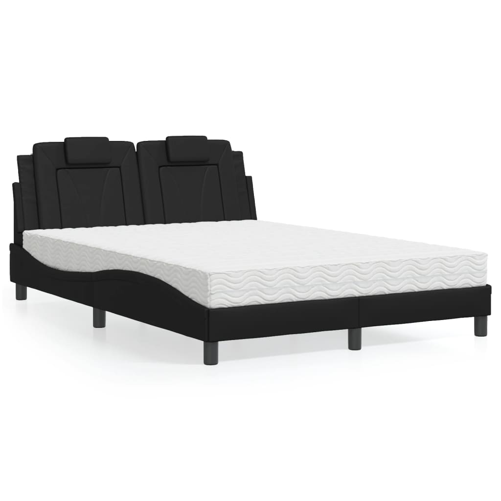 vidaXL Bett "Viana" mit Matratze Schwarz 80x200 cm Kunstleder